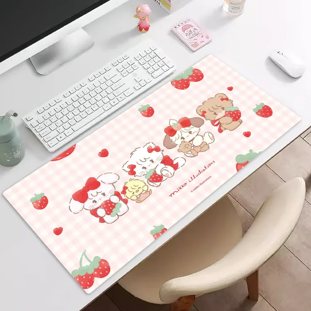 Mikko Illustrations Cute Mousepad Pad Rubber Table Mat Extended Gaming Lock Edge Keyboard Mat 2