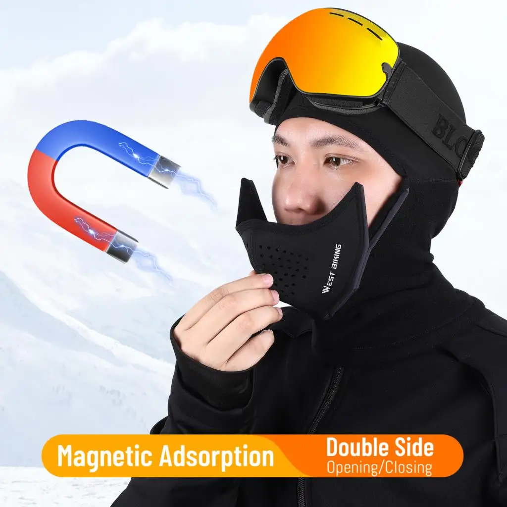Magnetic Seam Face Mask Thermal Fleece Winter Outdoor Essential Ski Snowboard Magnetic Seam Face Mask Thermal Fleece Winter Outdoor  main image 2