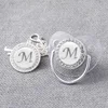 Baby Personalized Pacifier Clips Newborn Luxury Pacifiers Holder Letter Silver Bling Infant Transparent Silicone Nipple Bpa Free 4
