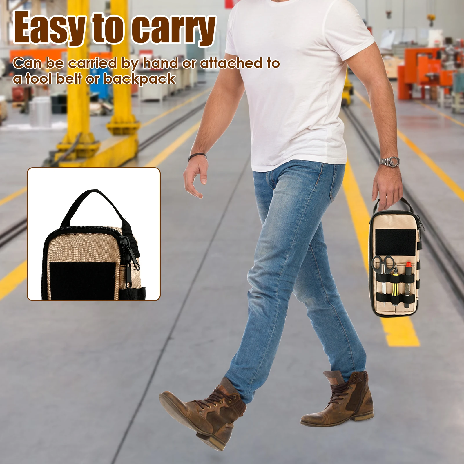업그레이드된 툴킷 어깨끈 포함 마찰 방지 바닥 전술용 공구 가방 다목적 작업용 토트백 수리공 목수용