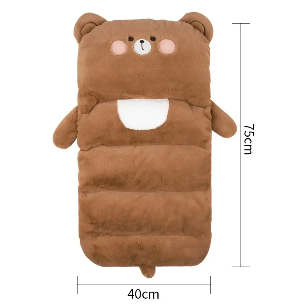 Cartoon Plush Car Seat Cushion Thickened Winter Warm Backrest Waist Support Auto Interior Accessories