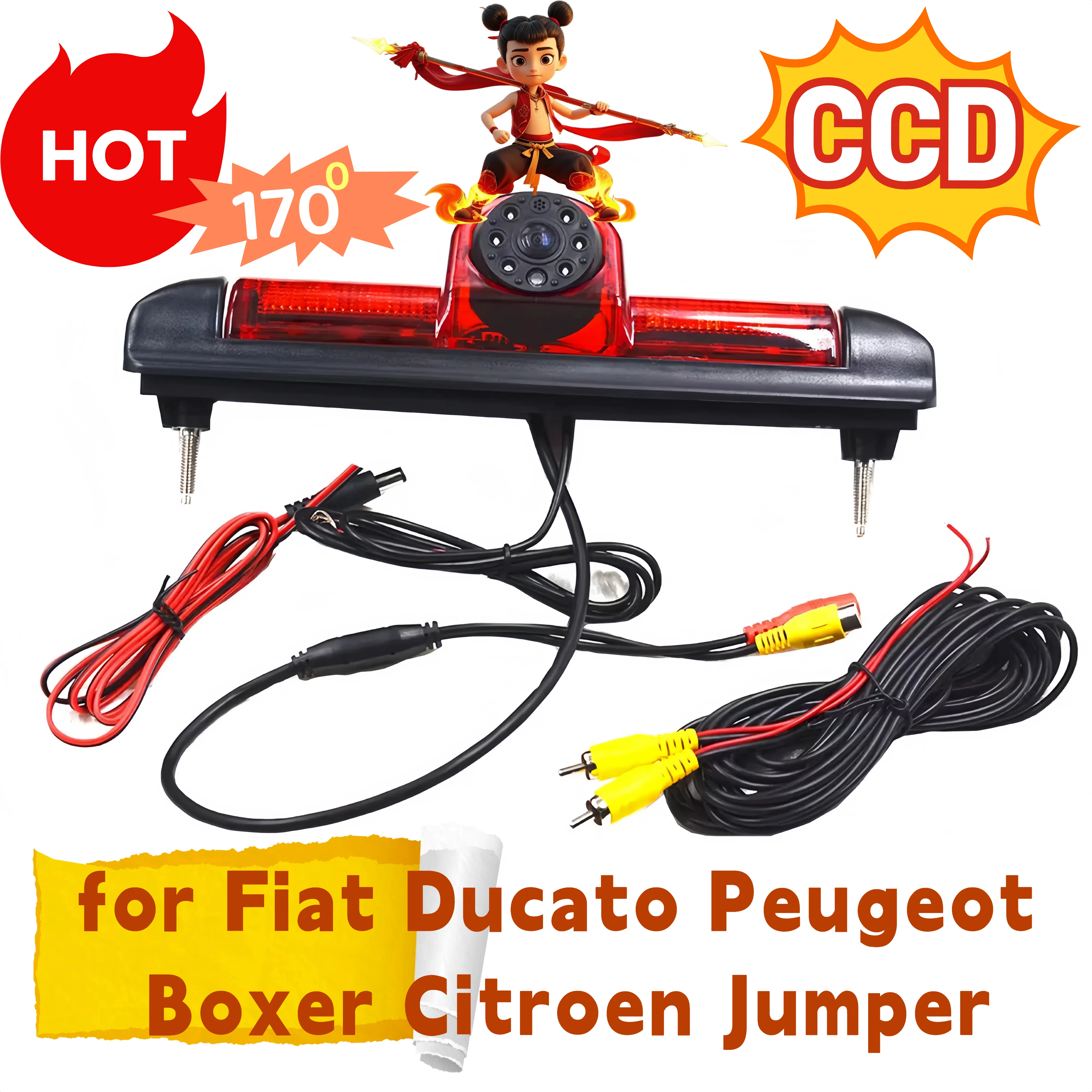 170 Degree Car 3rd Brake Light Rear View Camera Waterproof Night Vision Reverse For Fiat Ducato Peugeot Boxer Citroen Jumper