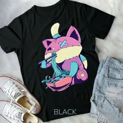 

Pastel Goth рамен Кот аниме Kawaii унисекс форма футболка