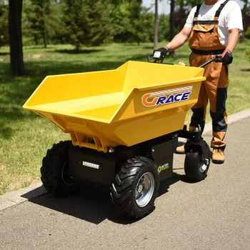 Dumper Portatile Semovente da 1-2 Tonnellate con Ribaltamento Idraulico, Mini Dumper per Costruzioni e Trasporto Agricolo