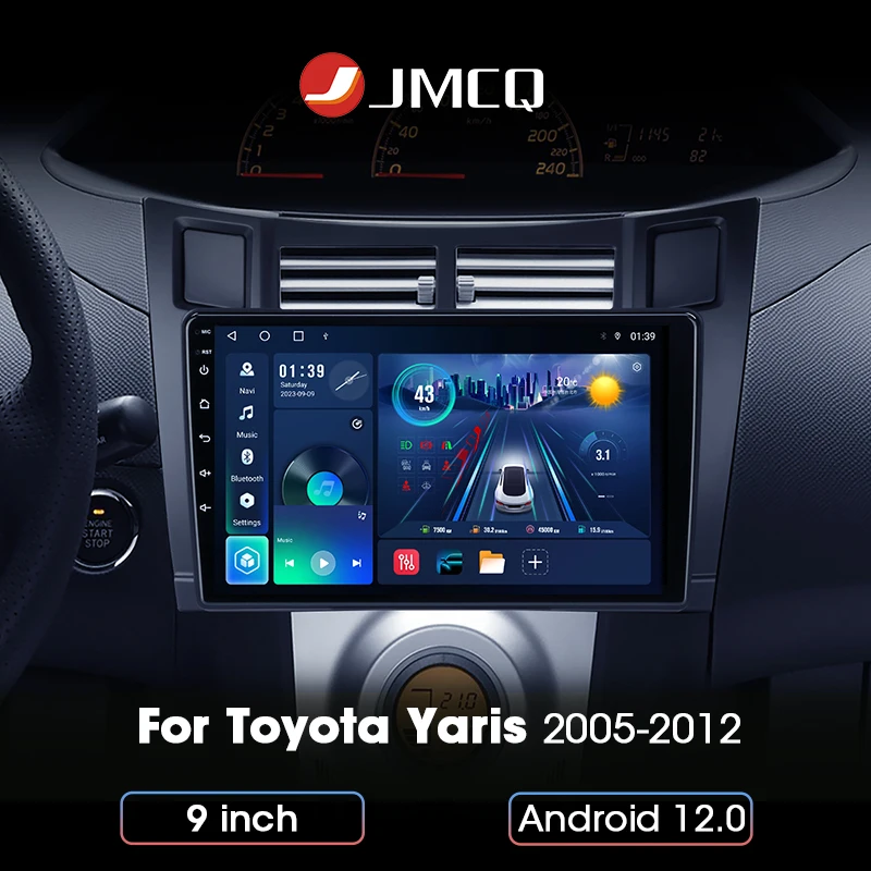 

JMCQ Navi Стерео 9 "автомобильное радио для Toyota Yaris 2005 - 2012 2din Android 12 Беспроводной Carplay Multimidia видеоплеер головное устройство