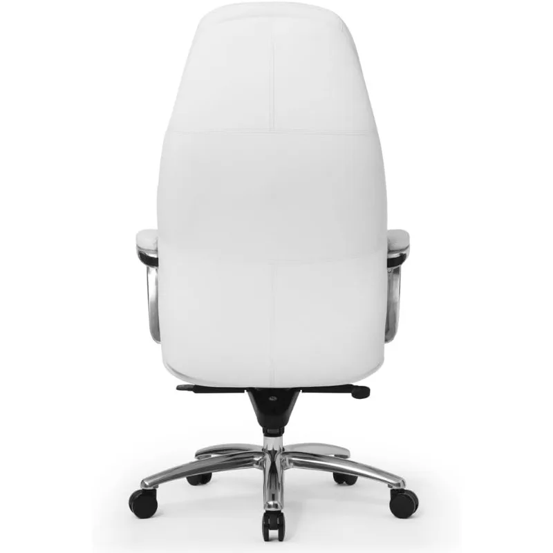 2025-hotGates Genuine Leather Aluminum Base High Back Executive Chair - White