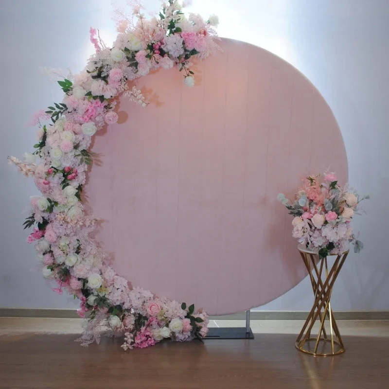 

DD Photography Round Backdrop Stand 7ft Velvet Wedding Backdrops for Party Activities Foldable Outdoor Background Decoration