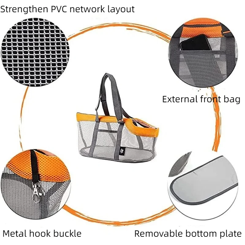 Pet Handbag Panoramic Breathable Mesh Bag Dog Outing Pet Bag Large Capacity Handbag Lightweight Portable Foldable Cat
