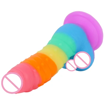 New Colorful Realistic Dildos Strapon Dildo for Women Sex Toys Adult Toy Rainbow Penis with Suction Cup Woman Erotic Sextoy Dick Accept Small Orders New Colorful Realistic Dildos Strapon Dildo for Women Sex Toys Adult Toy Rainbow Penis with Suction