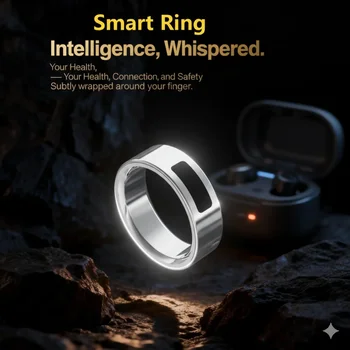 QINO Anello intelligente per uomo e donna, impermeabile, tracker per la salute per iOS e Android con avvisi tattili, controllo gestuale, custodia di ricarica gratuita