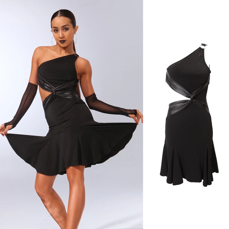 

Модное женское платье с диагональным плечом, открытое танцевальное платье, сексуальная одежда для бальных танцев DWY9921