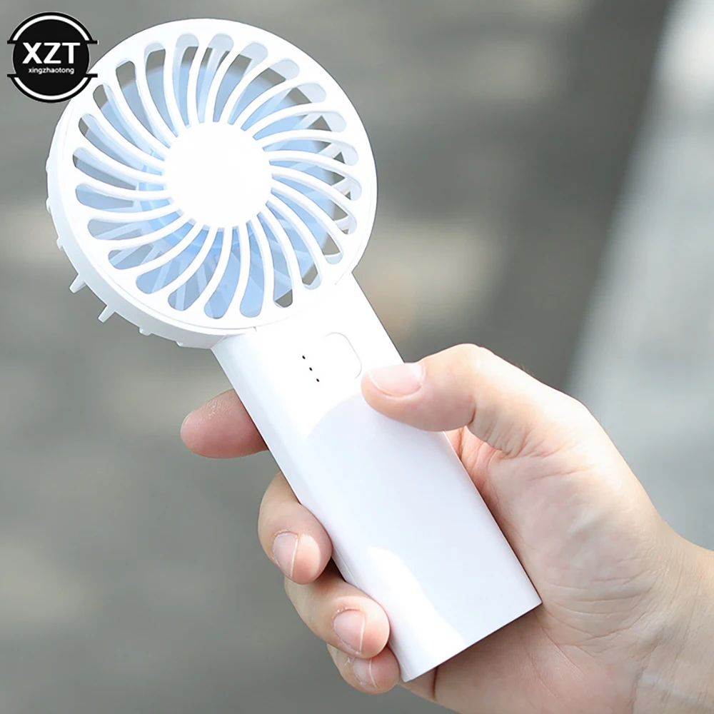 Handheld Mini Electric Fan Portable USB Rechargable Desktop Cooling Fan 3 Gears Adjustable Office Home Cooler With Phone Holder
