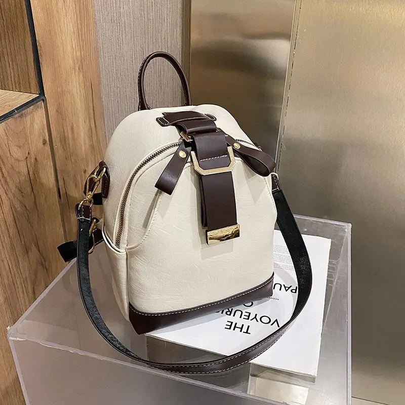 

New Fashion Women Leather Backpack Small PU School Bag Backpacks for Teenage Girls Vintage Double Shoulder Bags Mochila Feminina