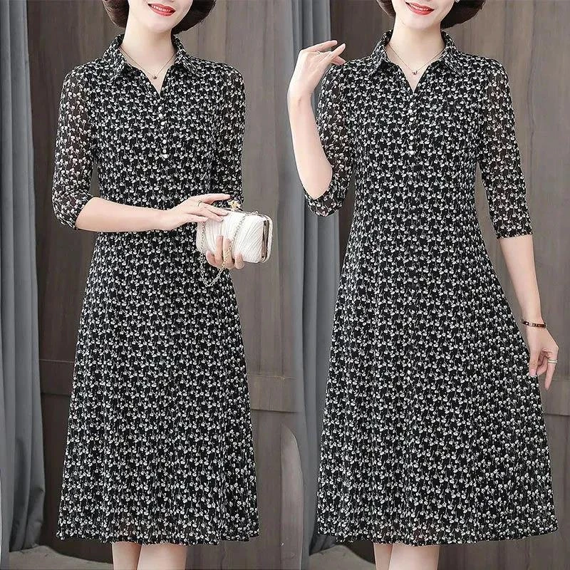 Chic Mid-Length Dress for Women 2023 Spring Summer New Style Korean ...