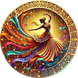 Vintage Indian Dance Aluminum Wall Art - Vibrant Color & Intricate Pattern Decor - 30x30cm 11.8x11.8in (TTX3134)