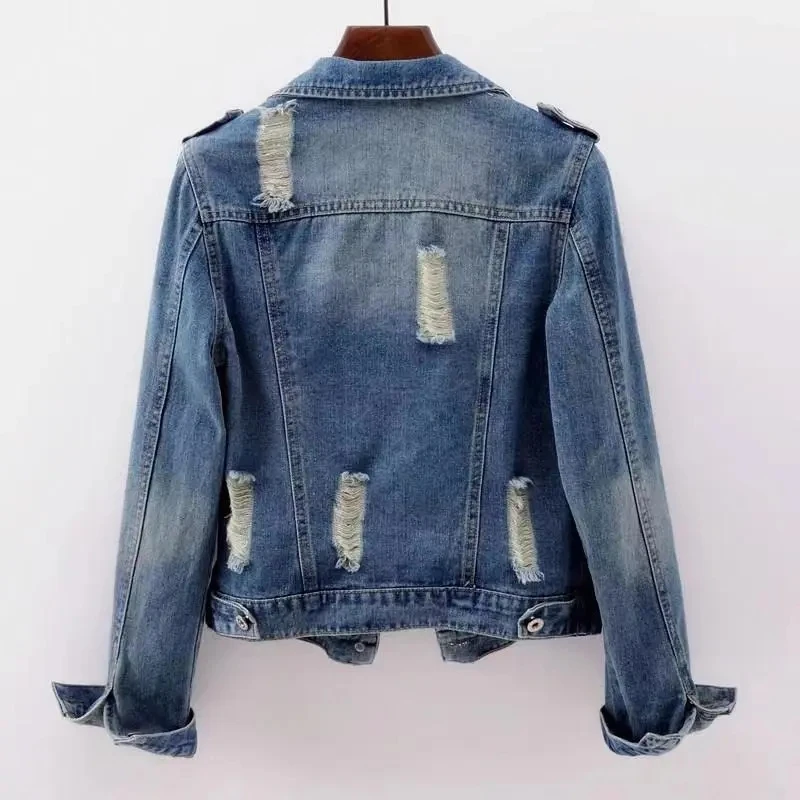 

2023 Plus Size 5XL Denim Jacket Women Boyfriend Jean Coat Streetwear Harajuku Vintage Spring Autumn Female Basic Outwear Jaqueta