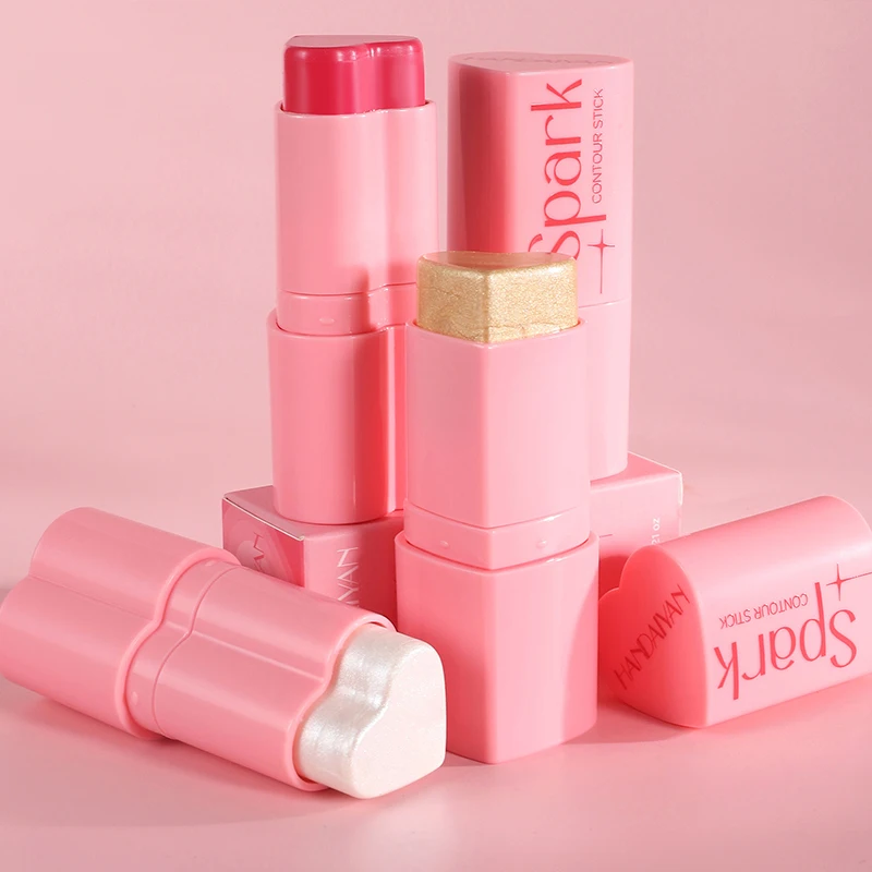 Heart-shaped Blush Highlighter Sticks Natural  Brighten Lip Tint Cheek Shading Contour Rouge Pocket Blusher Cream Korean Makeup 6