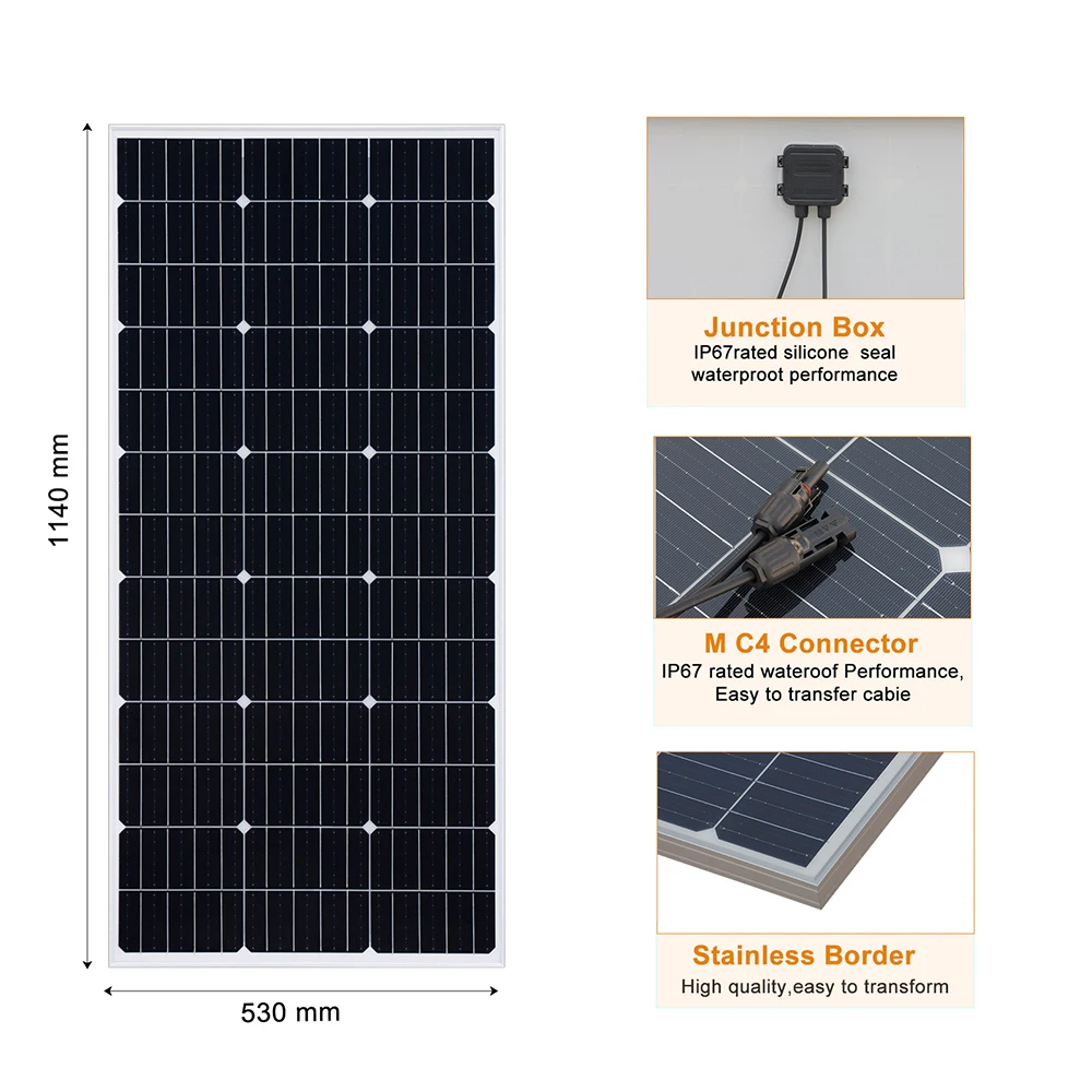 BOGUANG Rigid PET Solar panel 21.6V 150 Watt Aluminum Frame 300W Solar Cell Photovoltaic Off-grid or grid-connected Power Module