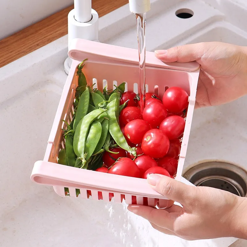 Refrigerator storage basket 1Pc Flexible Expandable Fridge Organizer Drawer Storage Rack Fresh Box Freezer Box