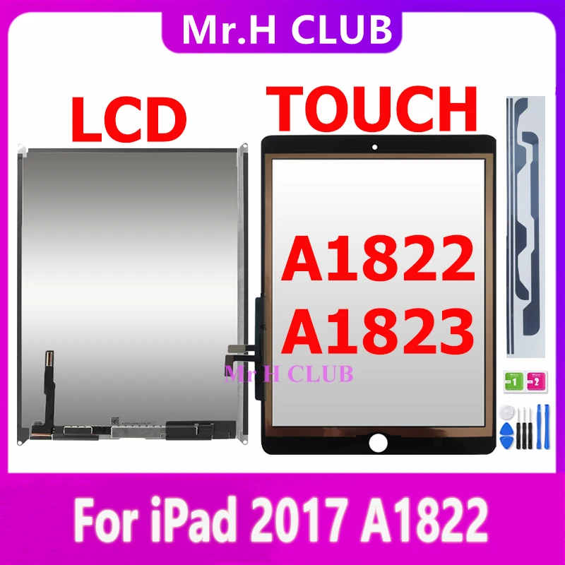 iPad 2017 용 LCD 및 터치 iPad 9.7 2017 A1822 A1823 터치 스크..