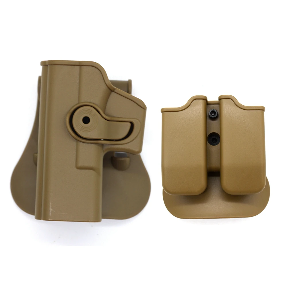 Tactical Defense Retention Gun Holster with Double Magazine Pouch