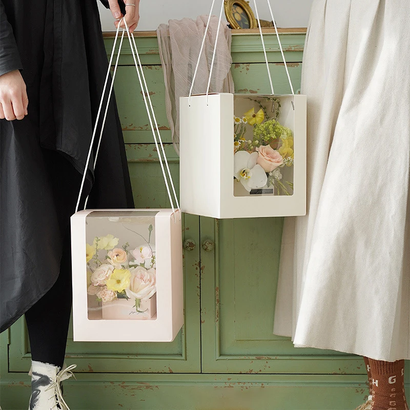 

5 упаковок, портативные коробки для хранения цветов, с ручкой