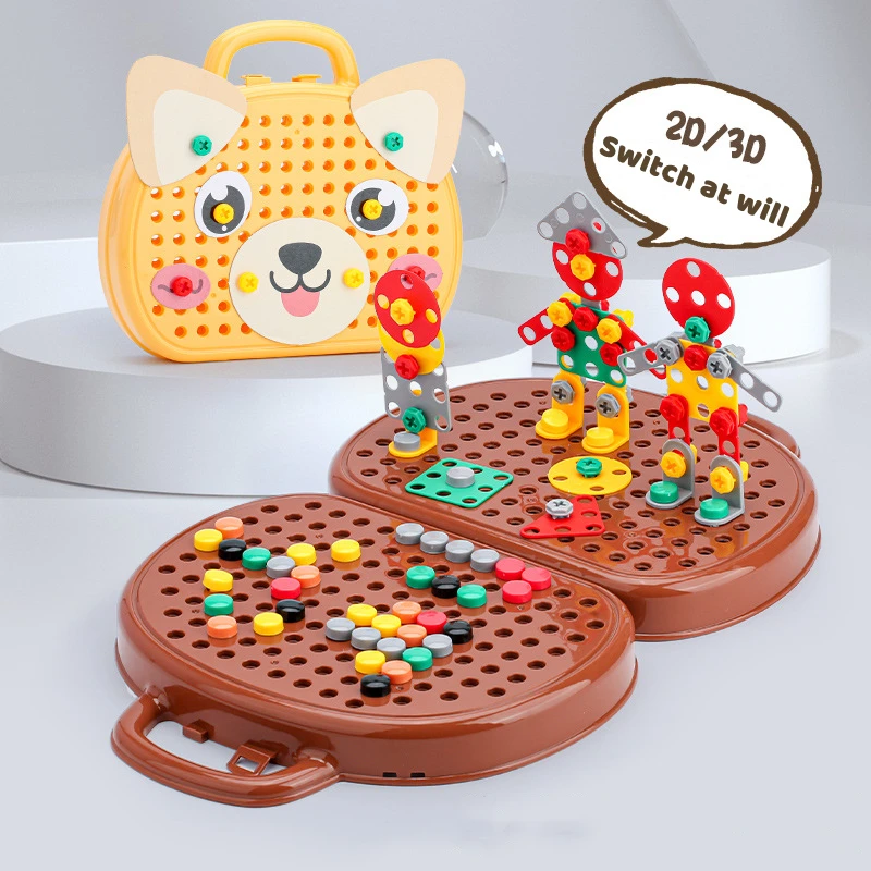 어린이 전기 드릴 도구 상자 드릴러 게임 도구 장난감 소년 4-6 세 몬테소리 나사 퍼즐 아이 척 놀이 장난감 선물