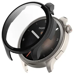 Ultra-Durable Smartwatch Tempered Glass Screen Protector with Protective Shell Cover - Amazfit Balance (Black)