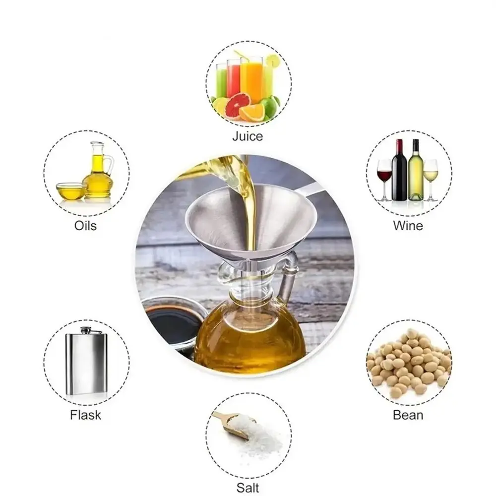 Wide Mouth Stainless Steel Funnel with Handle 5