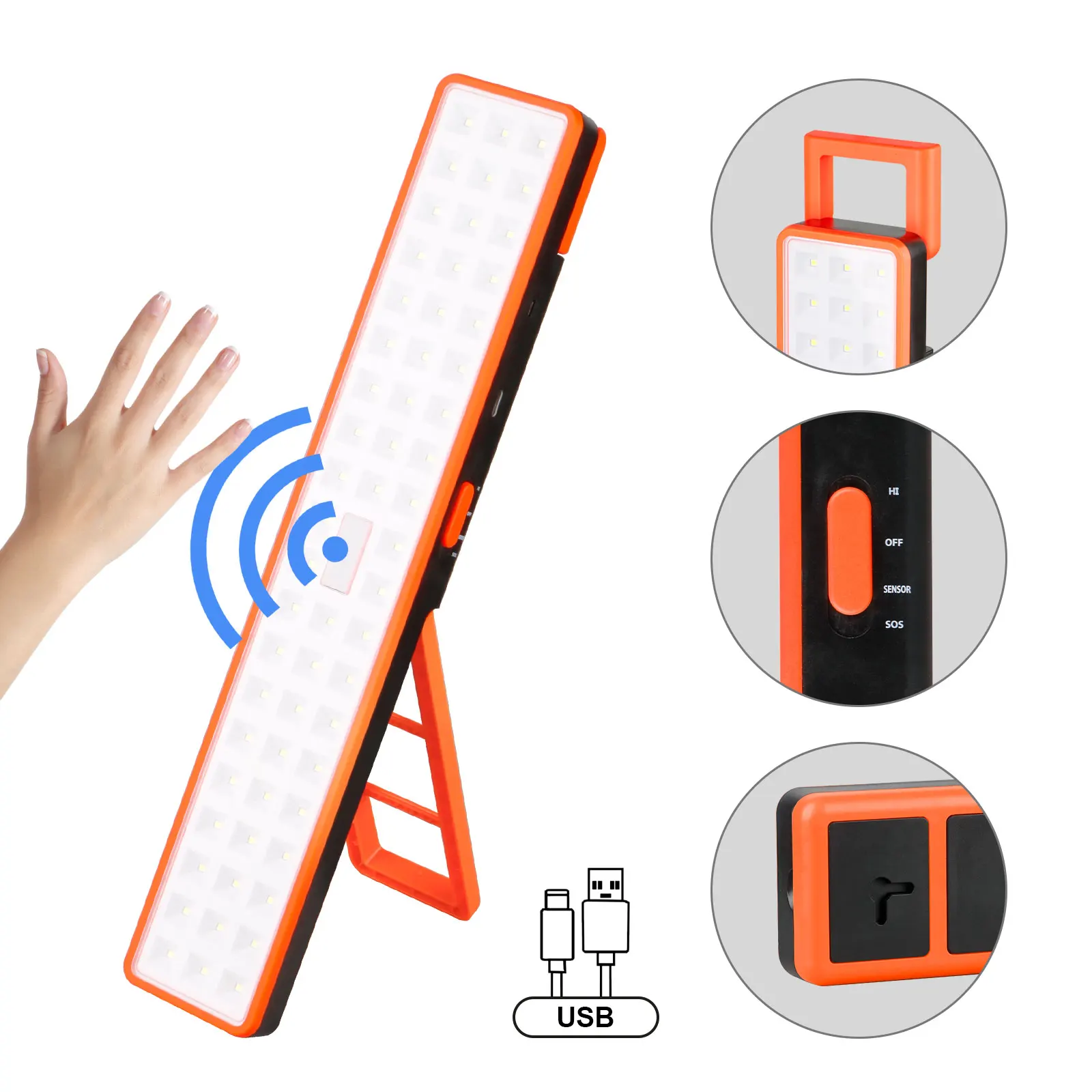 Luz de Emergência LED Indução, Household Outdoor, luz de poupança de energia recarregável, parede montada lanterna iluminação portátil