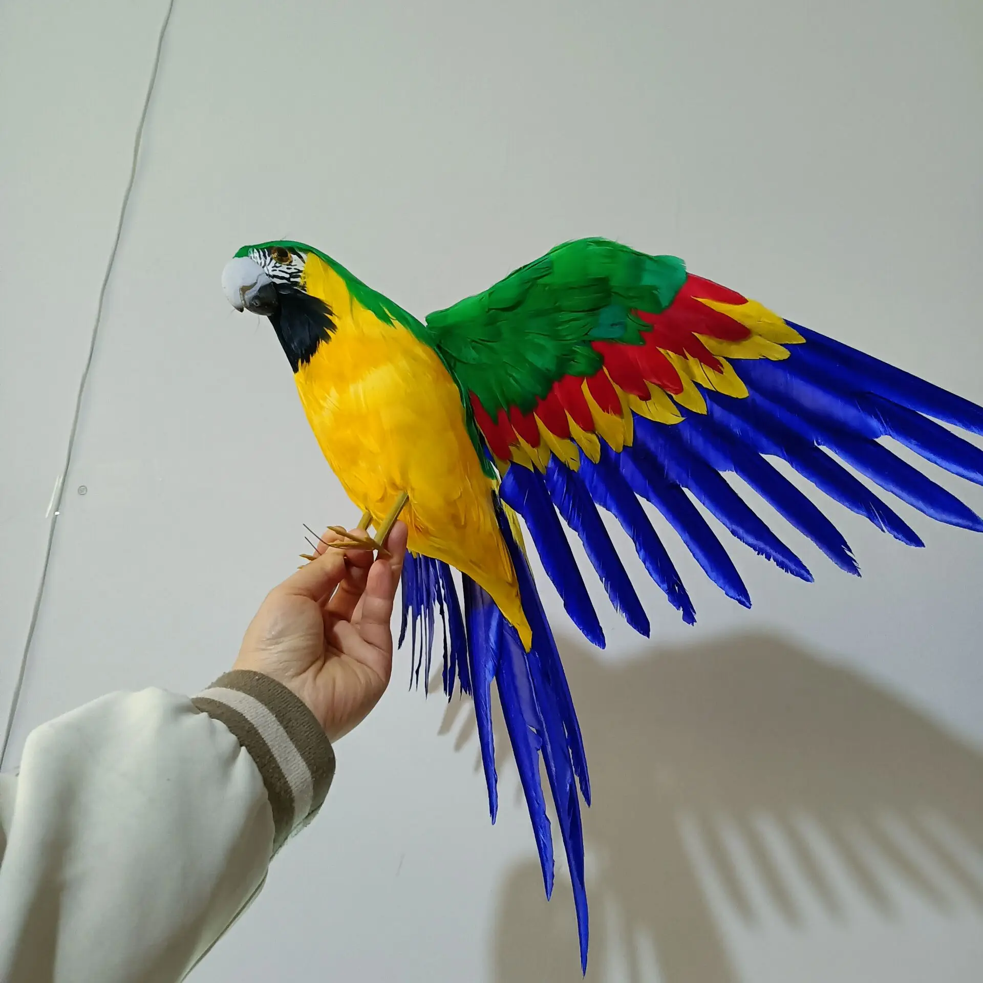 big-simulation-green-foam-and-feathers-wings-parrot-model-toy-gift-about-45x60cm-h2700