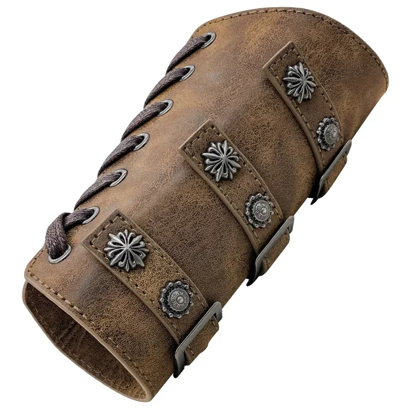 Medieval Bracer Vikings Costume Halloween Accessory Armor Adult Wrist Archer Gauntlet Larp Knight Leather Bracelet for Men