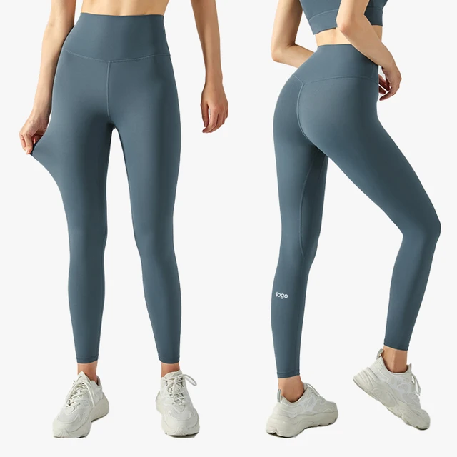 New With Logo Yoga Pants High Waist Hip Lift Women Lycra Skin-friendly Running Fitness Pants Inner Waist Pocket Sports Leggings 1