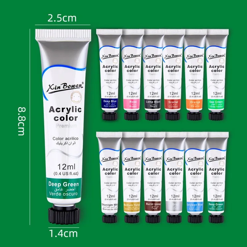 12 Colors Acrylic Paints & Oil Paint with Brush&Palette 9/12ml Pigment Drawing Set Art Supplies for Artist Beginners 4