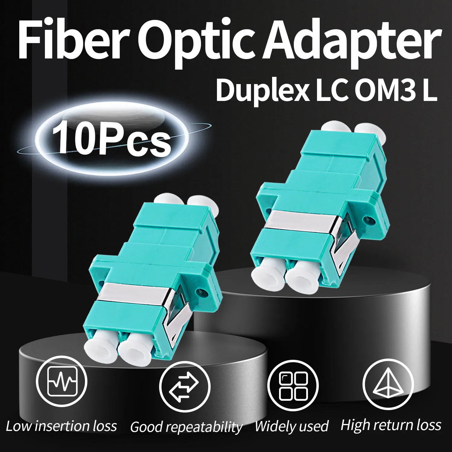 10 Pcs LC OM3 Multi-Mode Couplers , Duplex Fiber Optical Adapters Cable Connectors with Panel Mounting Wing Flange