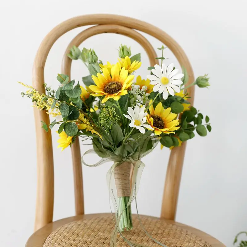 Simulation sunflower bridal bouquet Yellow Series SUNFLOWER eucalyptus bridal bouquet Shooting props