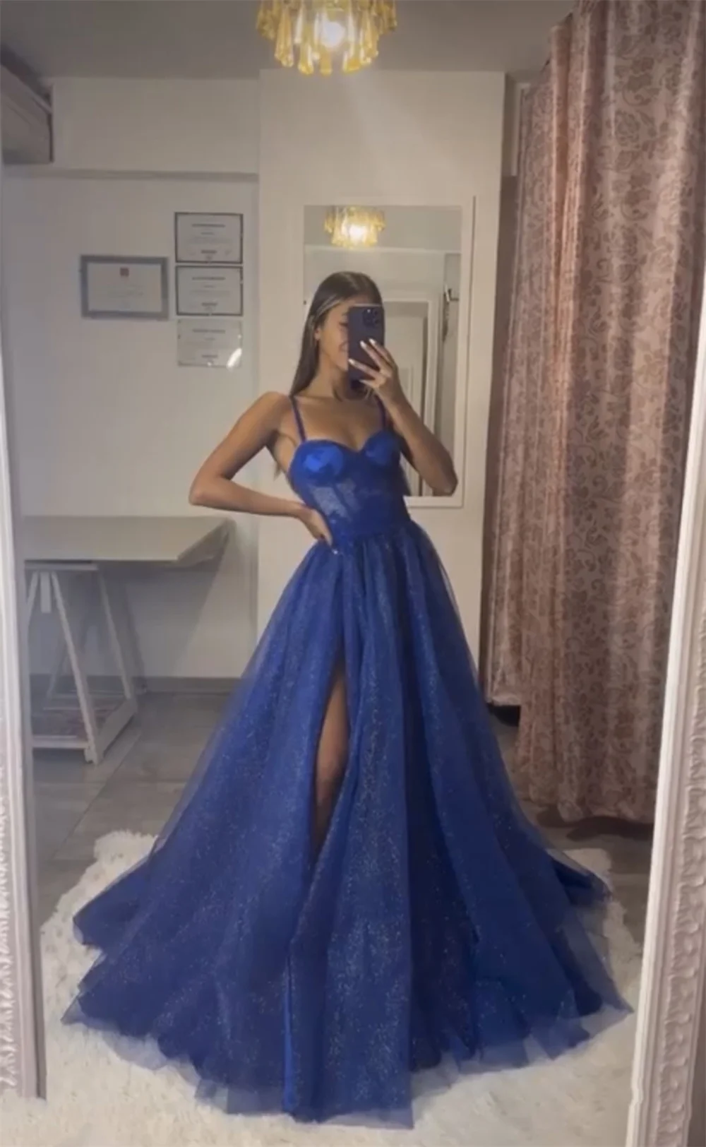 Royal Blue Prom Dresses Spaghetti Straps Glitter Tulle Prom Dress Princess  Graduation In Shiny Corset Party Dresses Customized - AliExpress 320