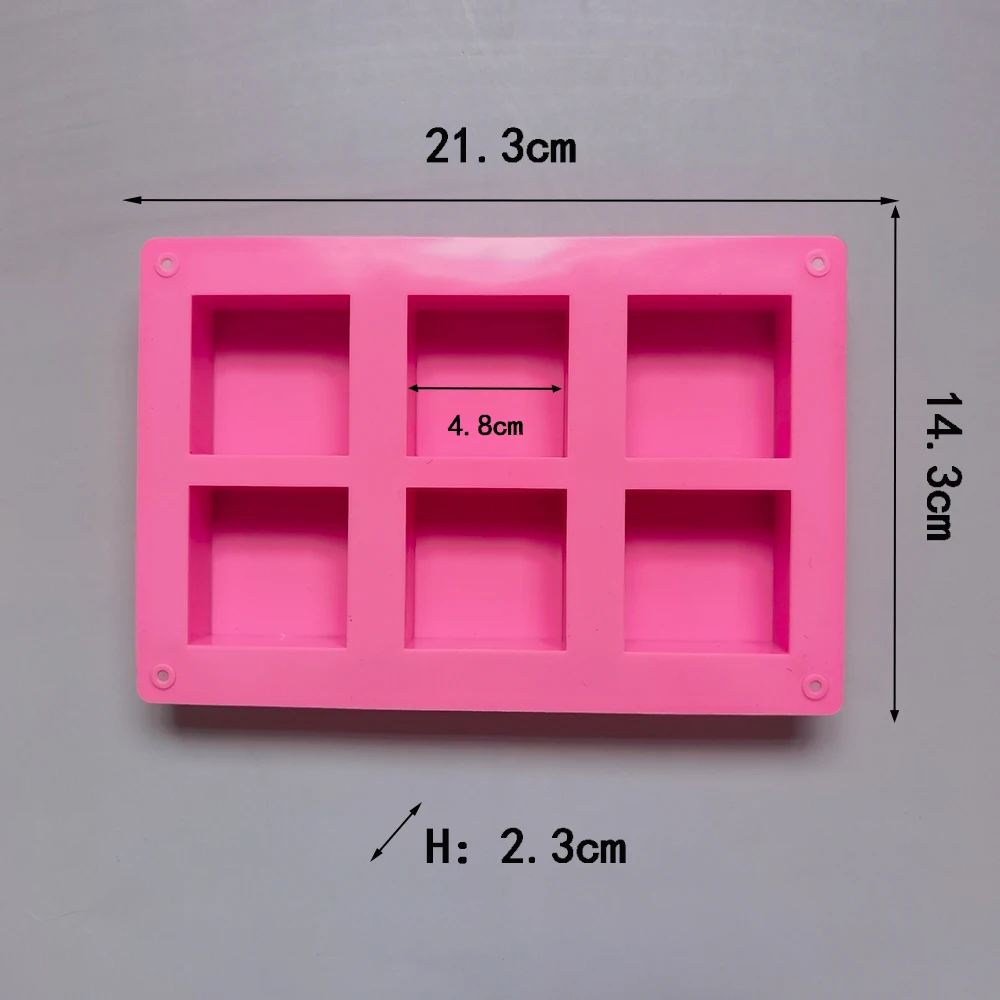 Silicone Mold 6 Cavity Square Rectangle DIY Handmade Soap Form Tray Cake Mould