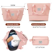 Ensemble de valises, tailles M-L-XL, valises rigides en ABS, ensembles de valises durables, valises avec roulettes pivotantes et serrure, avec sac de toilette, rose 6