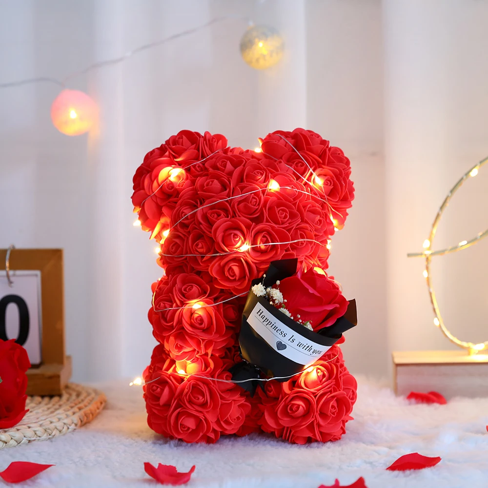 Capoda Happy Set - 12 Inch Heart Bear Plush, Artificial Rose, Gift Bag & Card For Mother's Day, Birthday - View #10