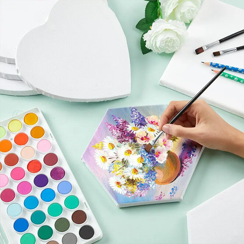 Cotton Wooden Canvas Circle Heart Painting Board Artist Oil Paint Drawing Board Blank Cotton Wooden for Artist Painter