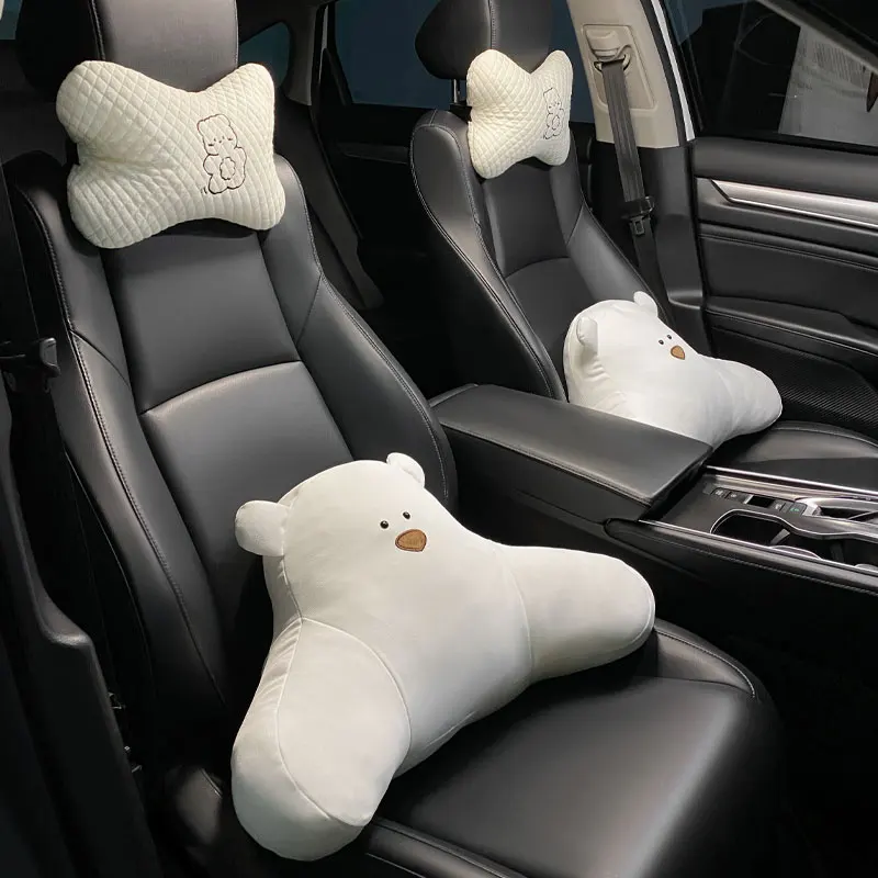 New Arrival Cartoon Bear Cute Car Interior Accessories Car Lumbar Support  Headrest Neck Pillow - AliExpress