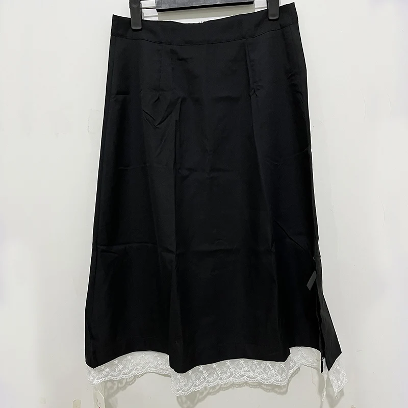 cute skirts Rimocy Vintage Black Lace Long Skirt Women 2022 Summer Bowtie High Waist A Line Skirts Woman Japanese Split Midi Skirt Ladies skorts for women