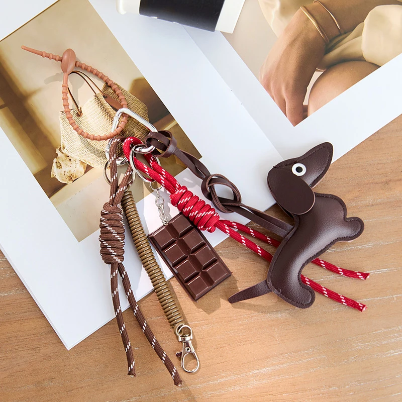 New Cartoon Personalized Keychain Bag Pendant Series Sausage Dog Shaped Bag Hanging Decoration For Gift