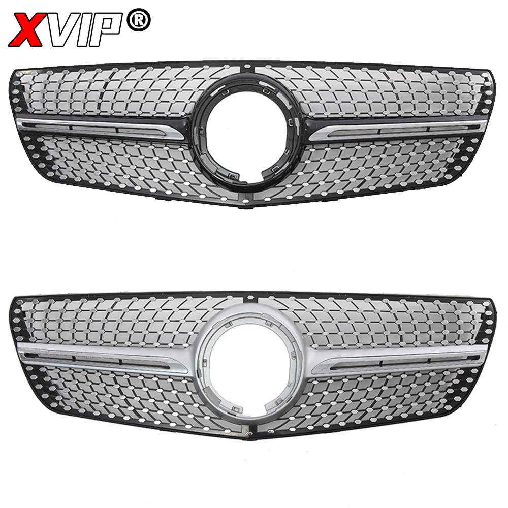 XVIP 크롬 블랙 다이아몬드 스타일 레이싱 그릴 상단 그릴 실버 범퍼 그릴 (메르세데스 벤츠 V-클래스 W447 2021-2023 비토 용)