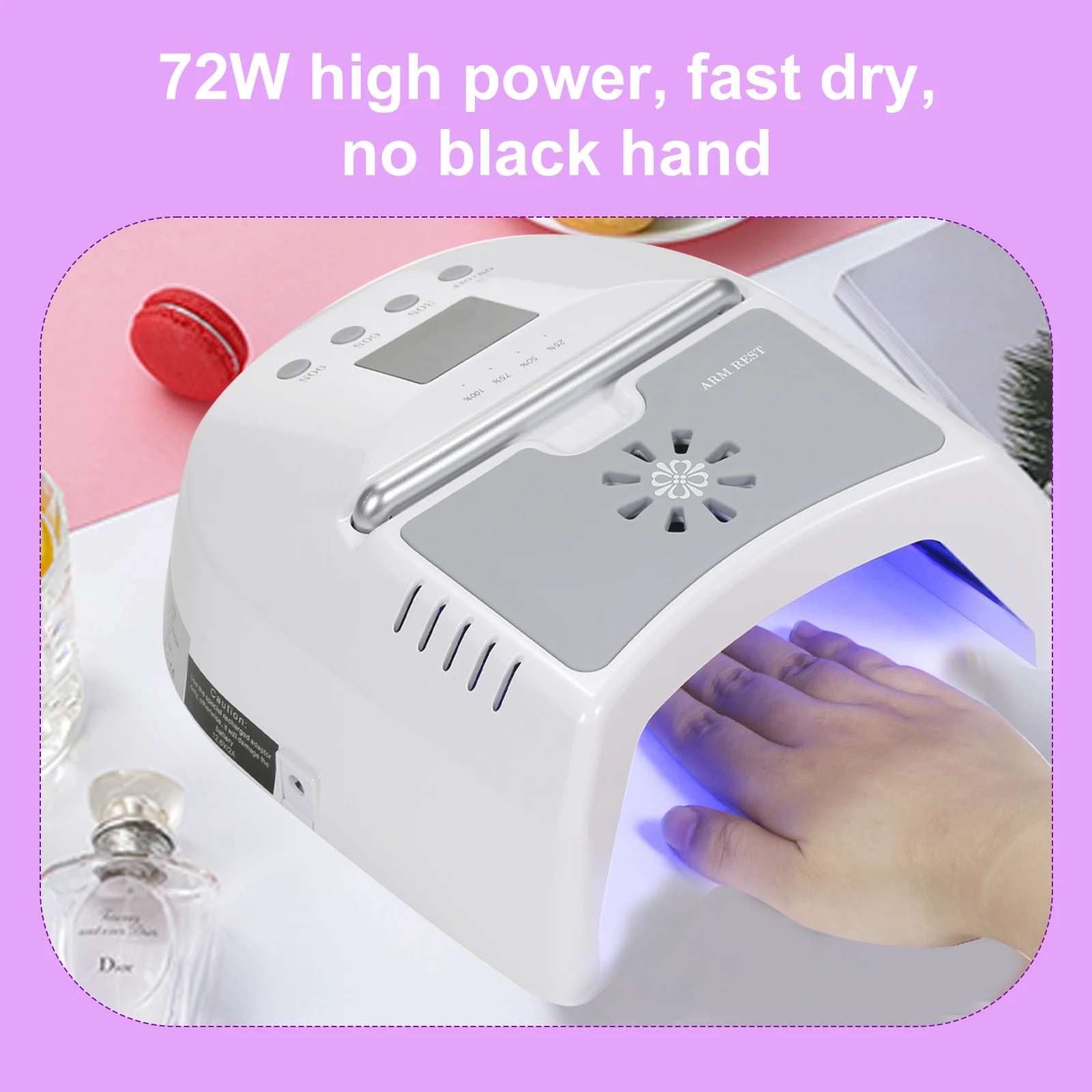 무선 팬 네일 램프, UV LED 램프, 네일 드라이어, 3 타이머, 네일 경화 램프, 스마트 폴리시 센서, 라이트 네일 아트 도구, 네일 머신, 72W
