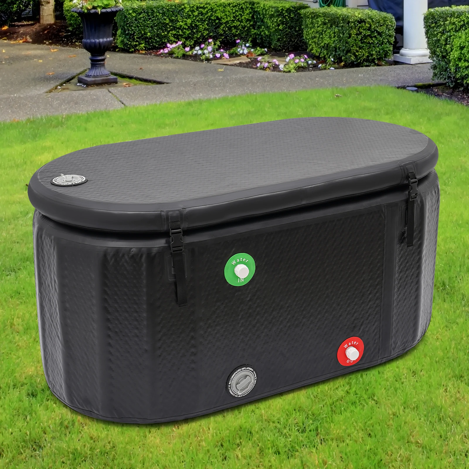 275L/370L Inflatable Cold Plunge Tub 132*70/150*80cm Portable Tub Inflatable Ice Bucket Bathtub w/Insulated Lid portable ice bath tub inflatable bathtub