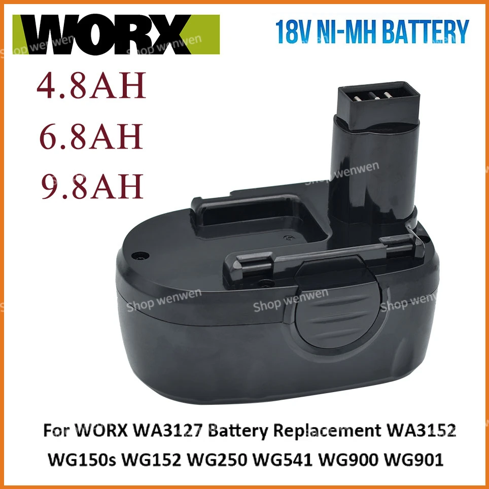 

For WORX WA3127 18V Ni-MH 4.8AH 6.8AH 9.8AH Battery Replacement WA3152 WG150s WG152 WG250 WG541 WG900 WG901 Cordless Power Tool