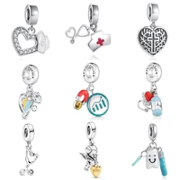 Fine 925 Bracelet Accessories Fit European Silver Plated Charms Dentist Nurse Tooth Stethoscope Diy Bead For Women Men Jewelry 2