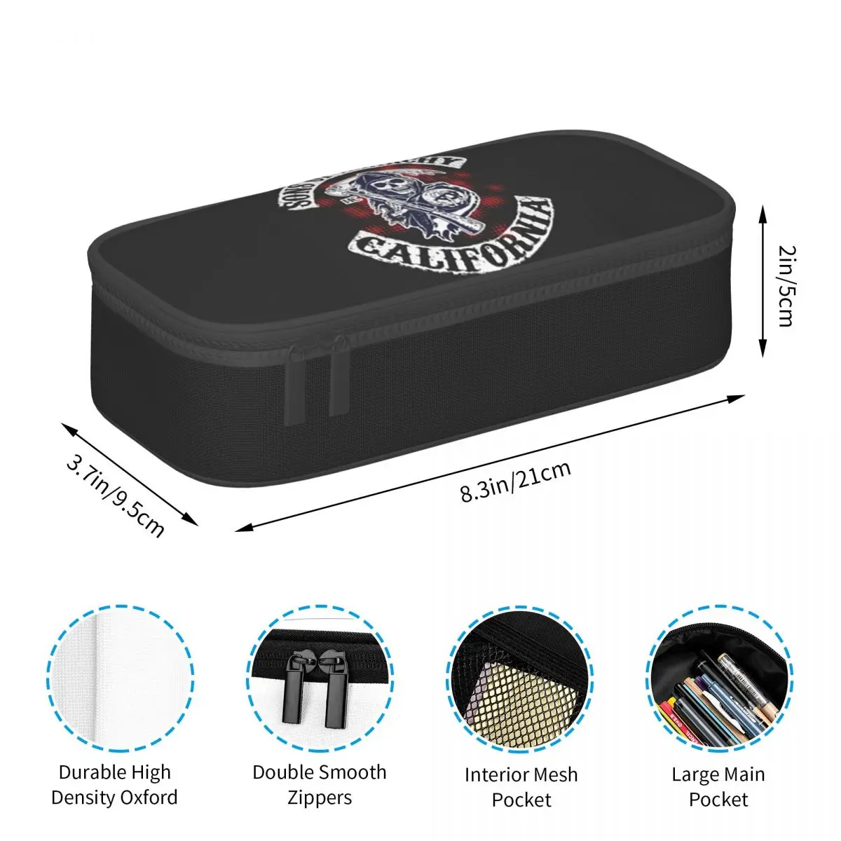 SOA Sons Of Anarchy Pencil Cases Big Capacity Pen Bags Pen Box Pencil Pouch For Boys Girls Students Stationery School Office